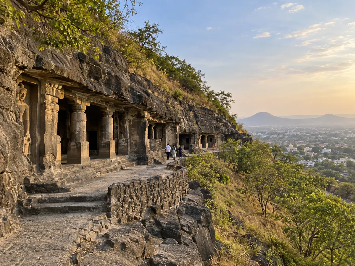 Aurangabad Caves rock-cut Buddhist caves overlooking the city